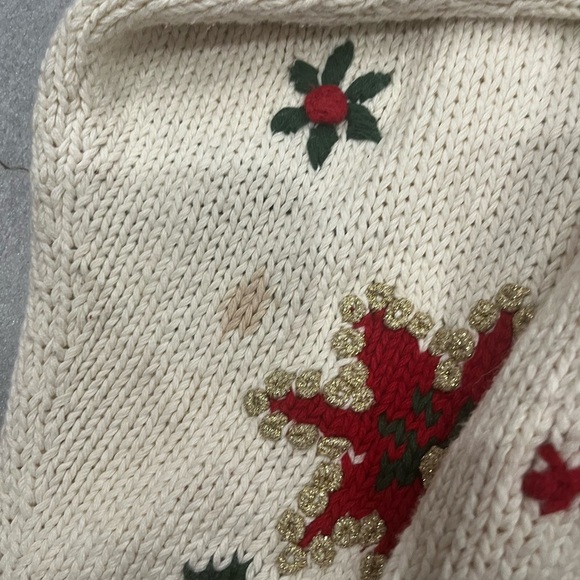 [L]VTG Jennifer Reed Holiday Ramie Blend Button Sweater Red Green Gold-As Is - Picture 9 of 11